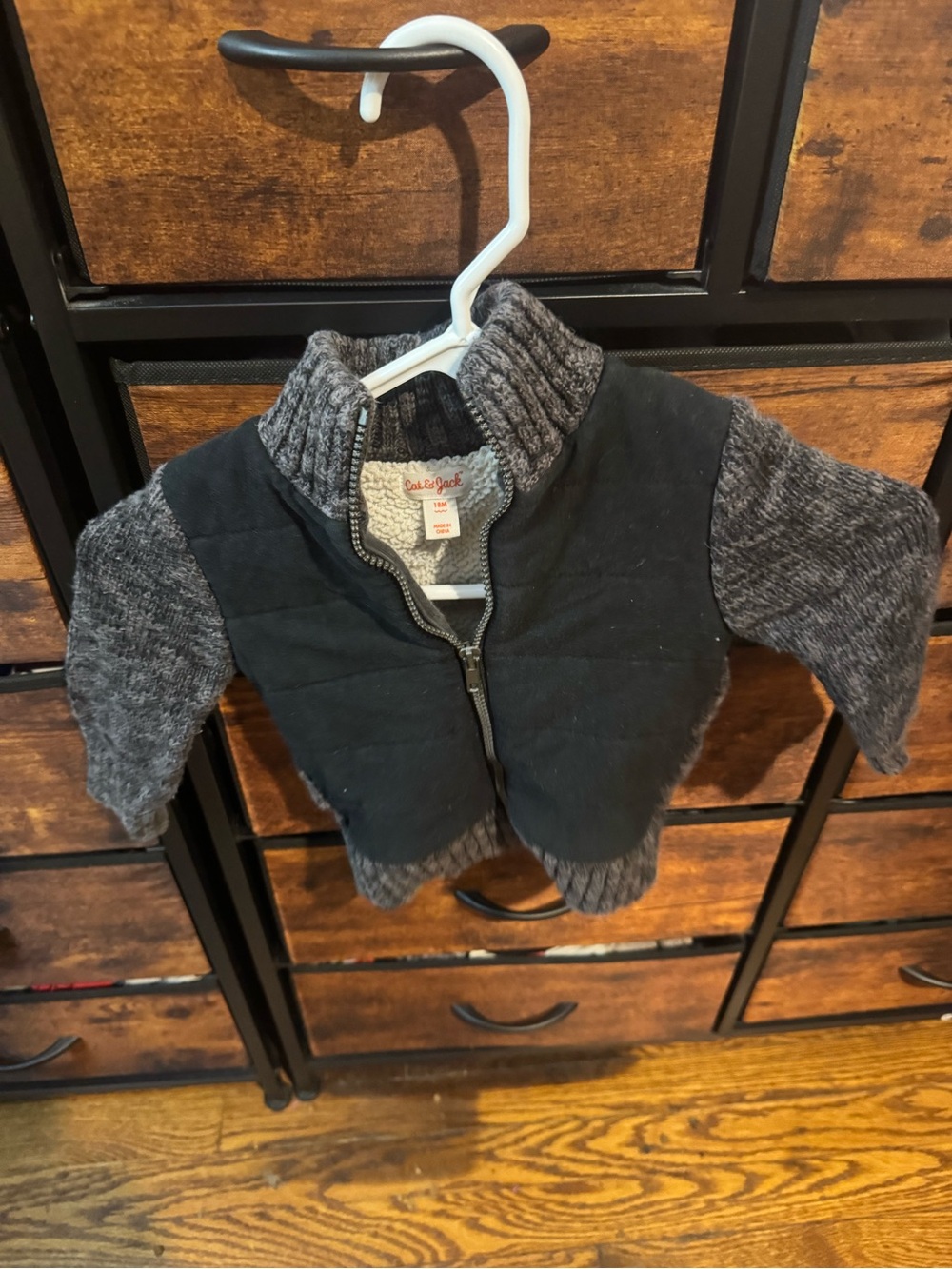 Cat & Jack Baby Quilted Zip Sweater Jacket - Grey/Charcoal